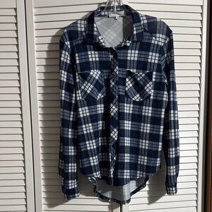 Eden & Olivia Navy and White Plaid Button Down Shirt